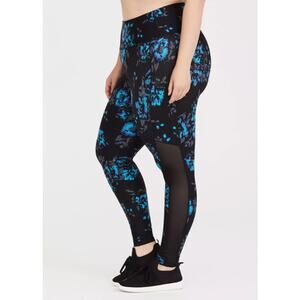 Torrid Women's Plus Size Black Floral Mesh Inset Active Leggings Size 3 3X
